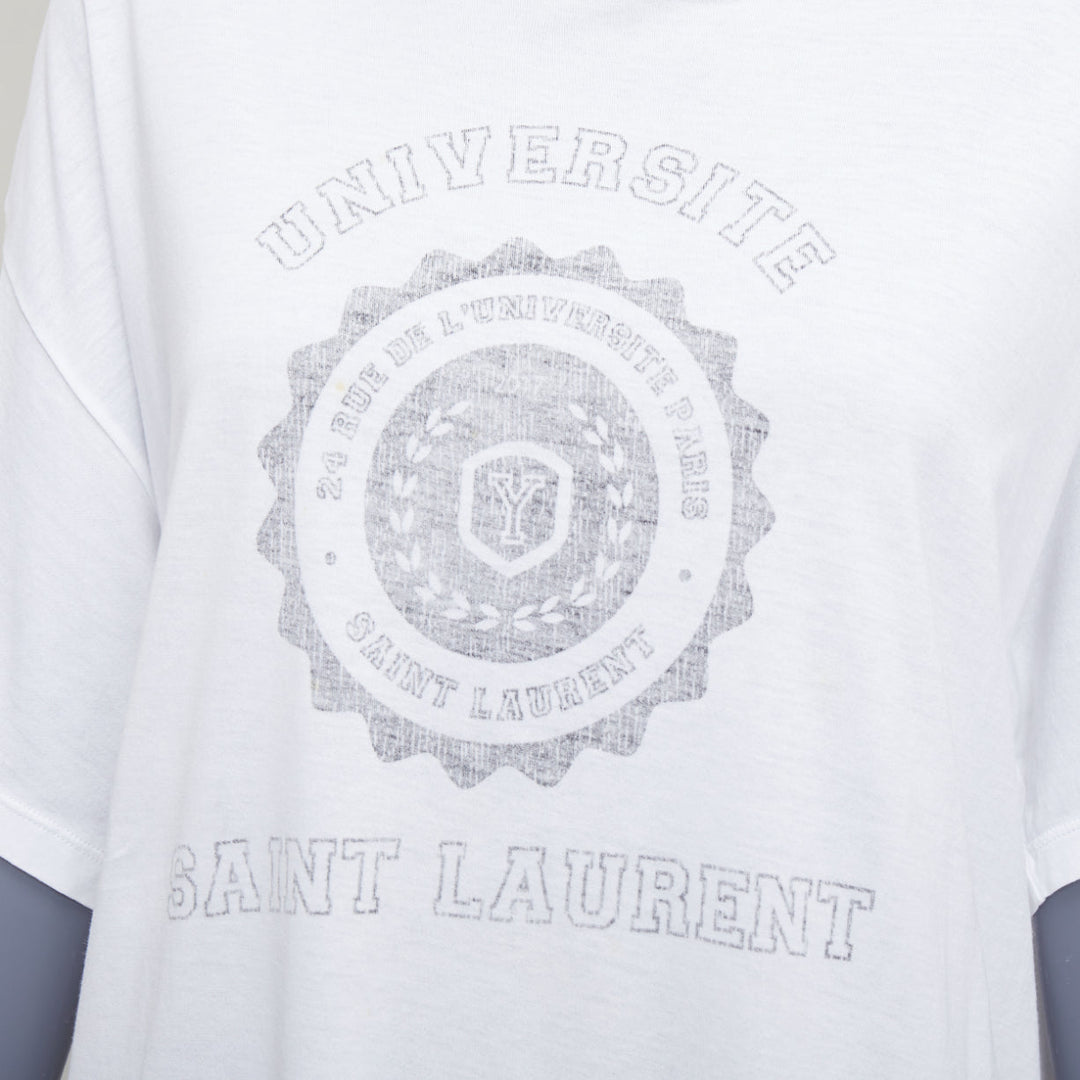 SAINT LAURENT 2016 off white university varsity logo washed oversized tshirt S