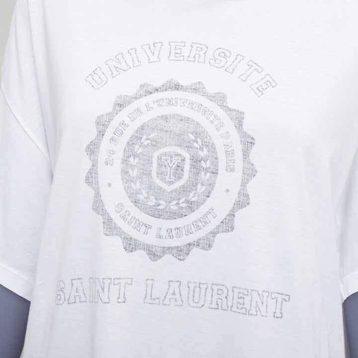 SAINT LAURENT 2016 off white university varsity logo washed oversized tshirt S