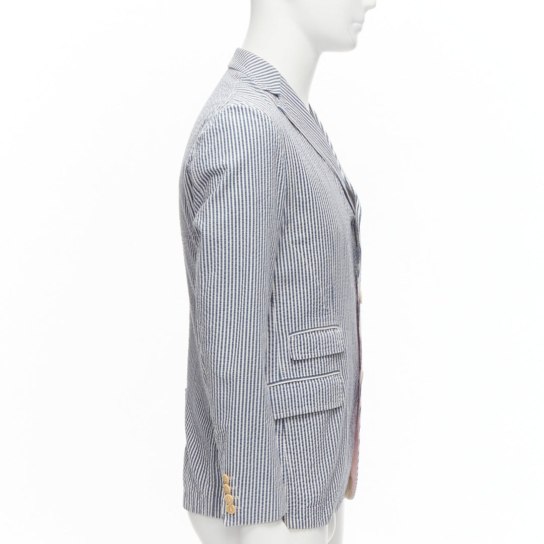 JUNYA WATANABE MAN 2013 blue white striped seersucker cotton blazer jacket S