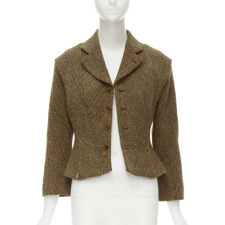 rare JUNYA WATANABE 1999 Runway brown tweed herringbone transformable jacket M