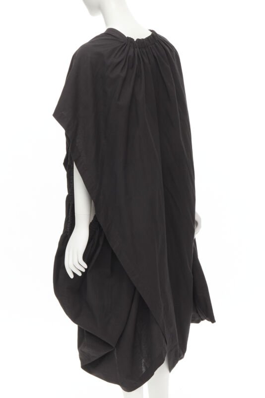 COMME DES GARCONS 1980's Vintage black washed asymmetric draped cocoon dress