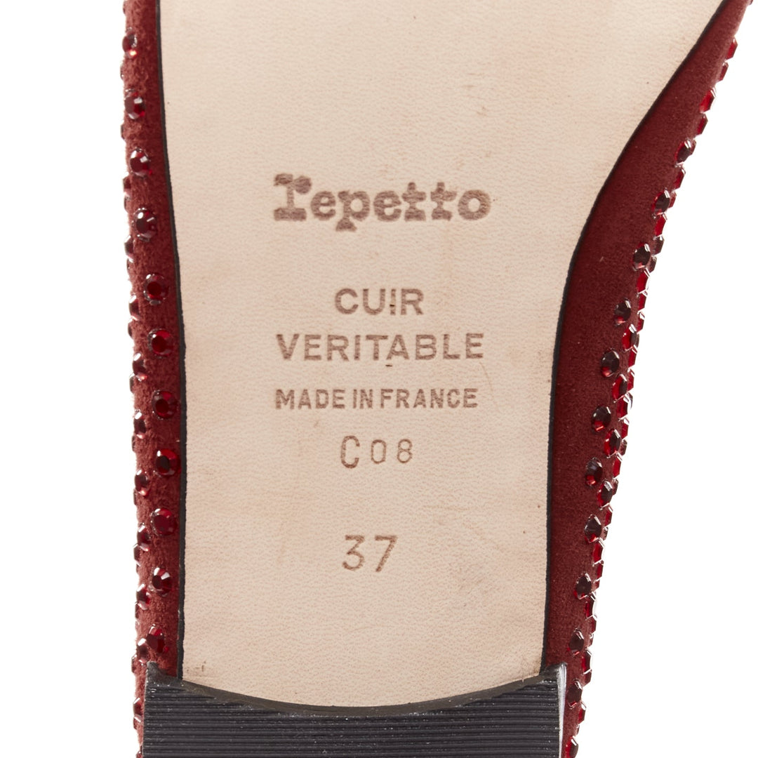 REPETTO 60 Anniversary Limited Edition red crystal suede ballet flats EU37