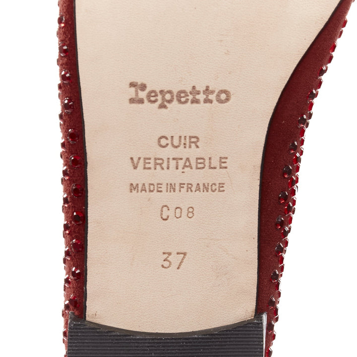 REPETTO 60 Anniversary Limited Edition red crystal suede ballet flats EU37