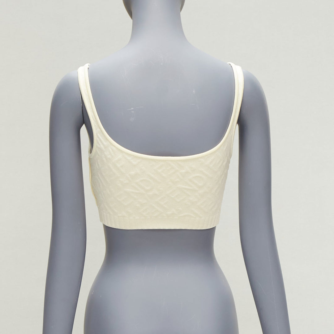 FENDI SKIMS cream logo jacquard scoop neck bralette crop top IT36 XXS