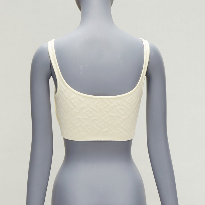 FENDI SKIMS cream logo jacquard scoop neck bralette crop top IT36 XXS
