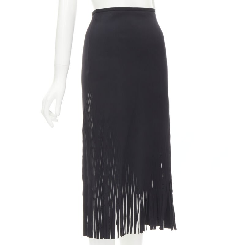 DION LEE laser cut perforated fringe midi skirt S