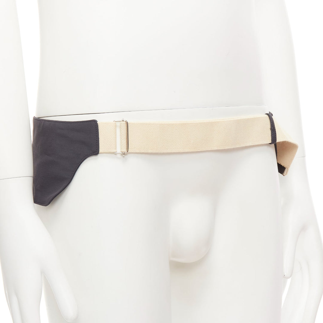 rare RAF SIMONS 10 Corso Como grey cream fabric double panel canvas utility belt