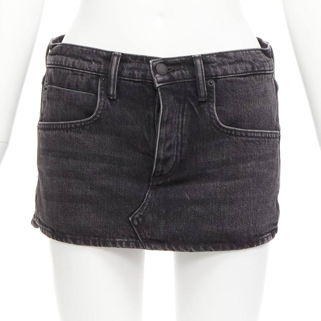 ALEXANDER WANG black washed front skirt back shorts mini skorts 24"