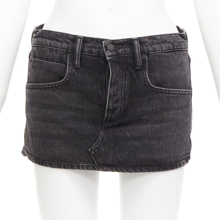 ALEXANDER WANG black washed front skirt back shorts mini skorts 24"