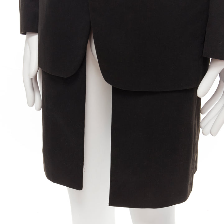 RAF SIMONS 2002 cotton black detachable layered longline coat jacket IT46 S