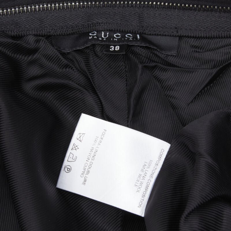 GUCCI black viscose silver waist trim straight leg trousers IT38 XS