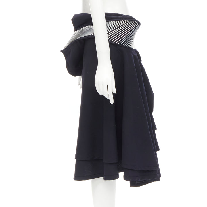 rare JUNYA WATANABE Vintage 1998 Runway silver architectural metal midi skirt