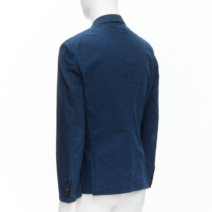 PRADA 2013 dark blue cotton denim minimal single breast blazer jacket IT50 L