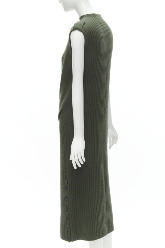 RAG & BONE 100% merino wool braid detail ribbed button side sweater dress S