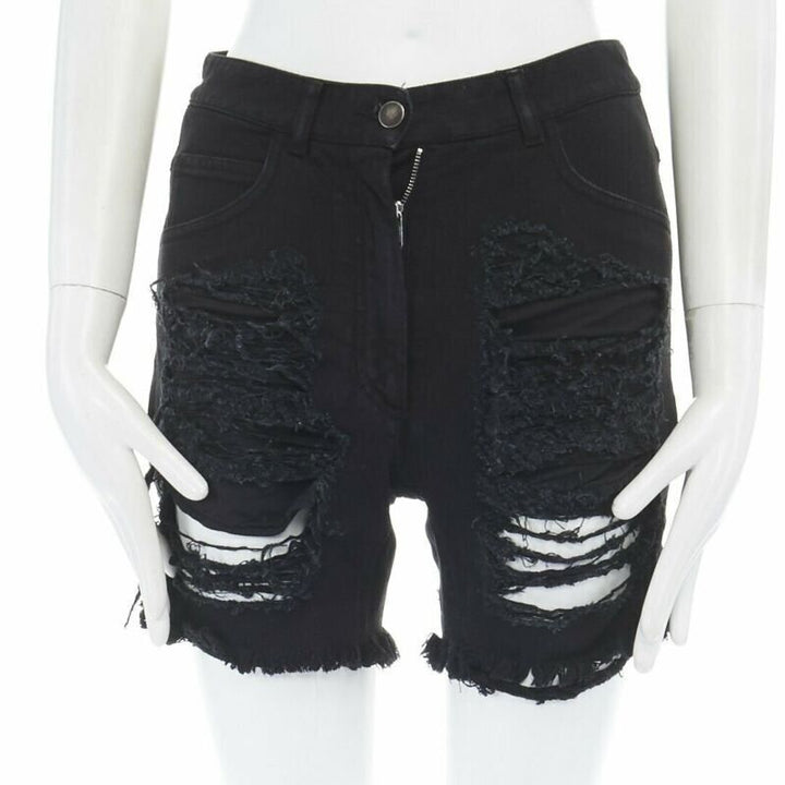 runway MARTIN MARGIELA 2008 black shredded ripped cut off jeans IT40 27"