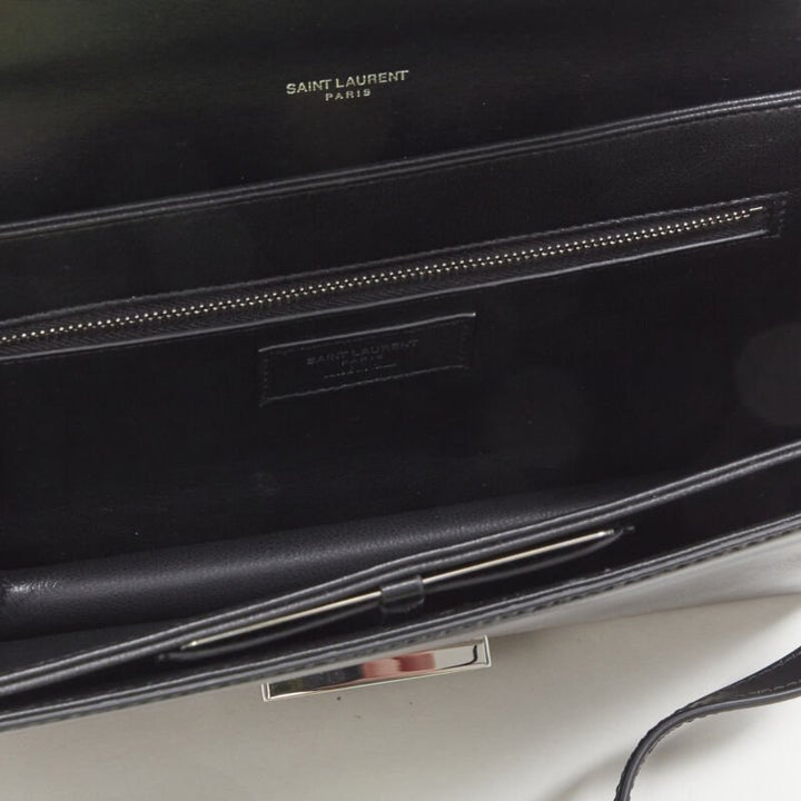 SAINT LAURENT Babylone black smooth leather top handle  flap crossbody bag