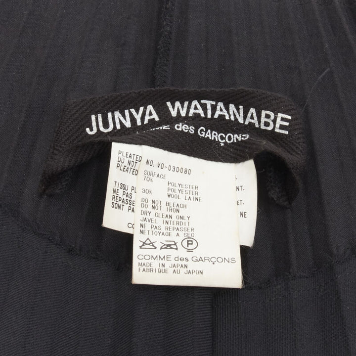 runway JUNYA WATANABE 1998 black Accordion raw edge deconstructed dress S