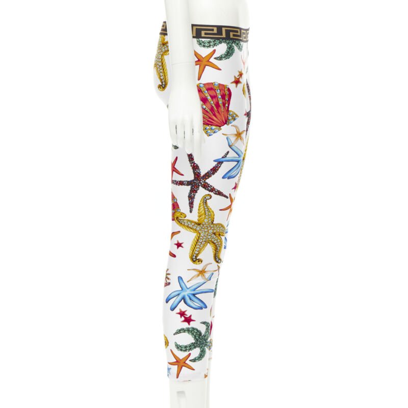 VERSACE Kids Tresor De La Mer print Greca leggings 12A XS