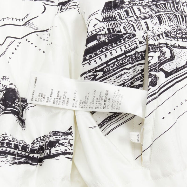 CELINE Hedi Slimane Runway Casaque white silk foulard reversible bomber FR34