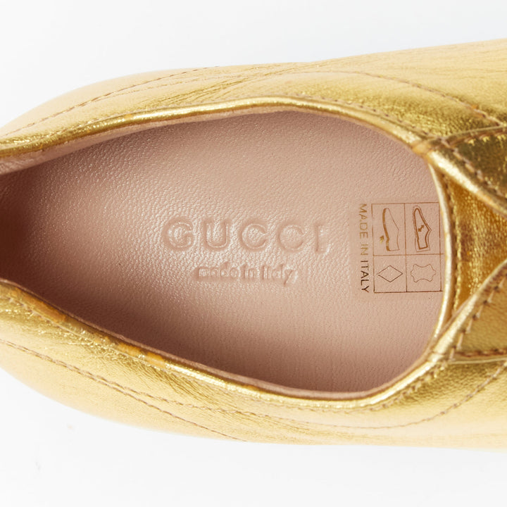 GUCCI Alessandro Michele Peggy rainbow gold web platform sneakers EU37.5