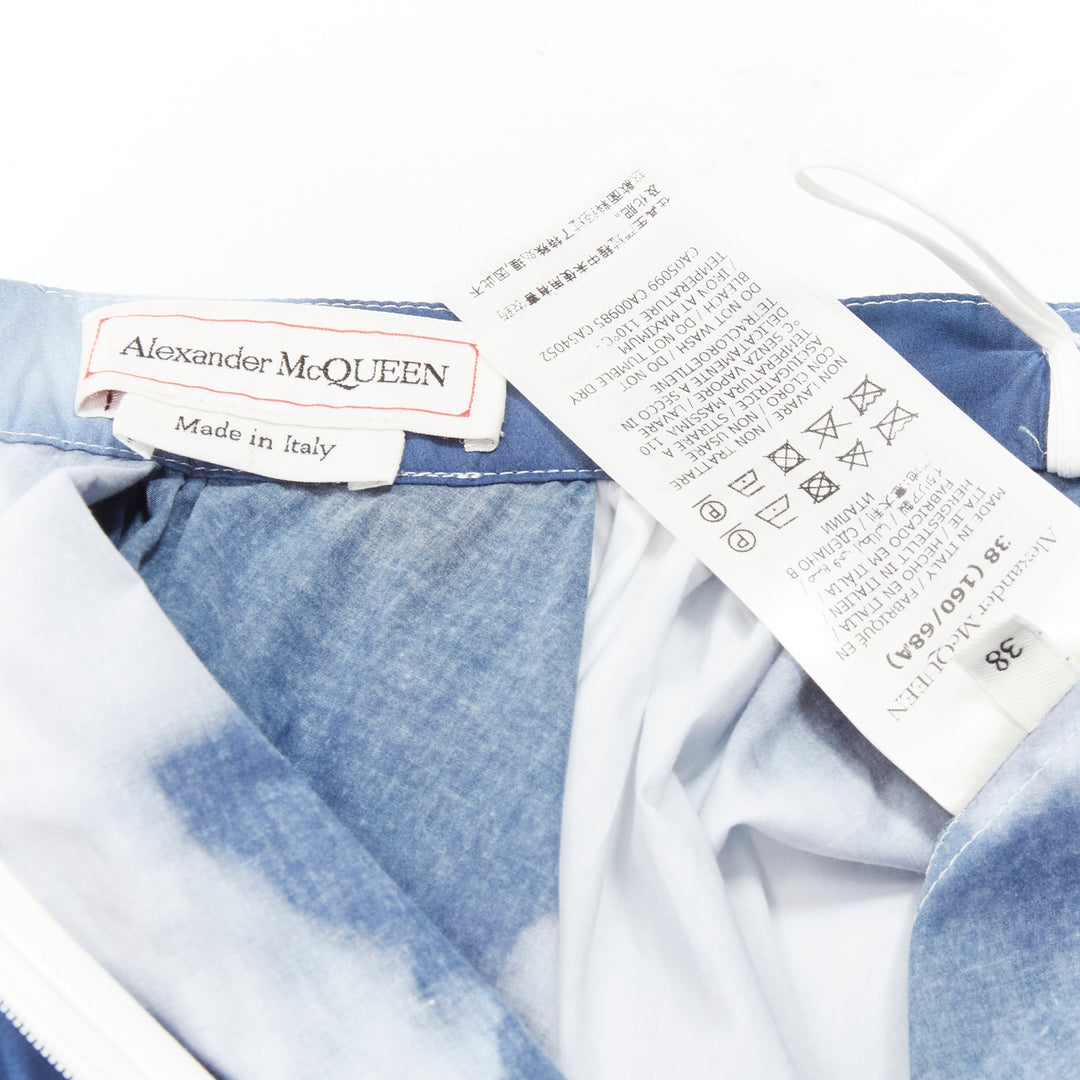 ALEXANDER MCQUEEN 2022 Sky cloud blue white A-line flared skirt IT38 XS