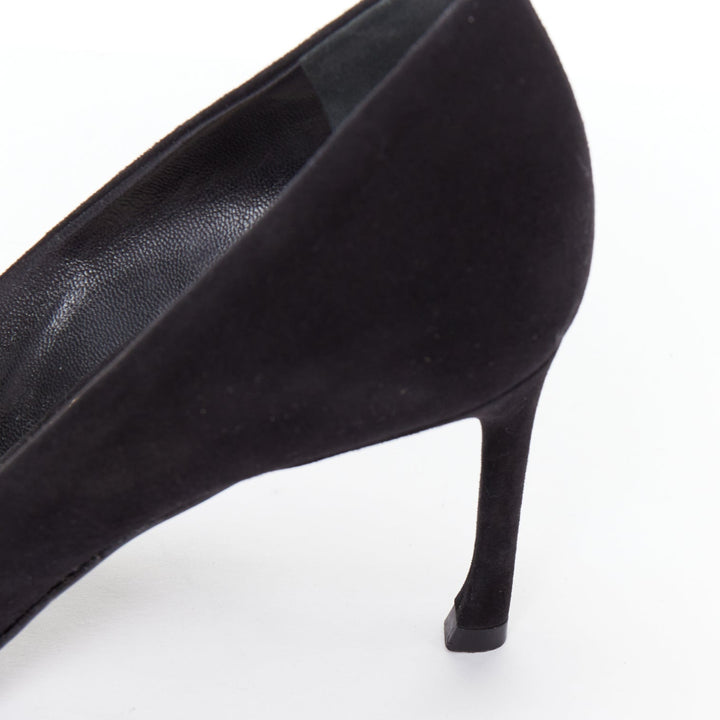 CHRISTIAN DIOR Essence  70 black suede leather curved heel pumps EU36