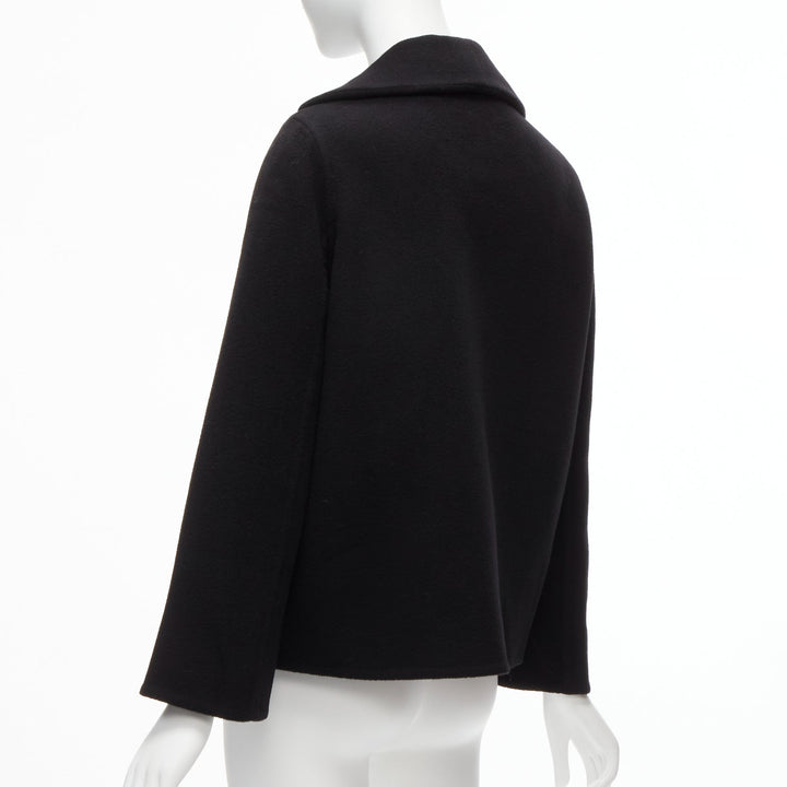 HERMES Jean Paul Gaultier black cashmere leather H buttons jacket FR34 XS
