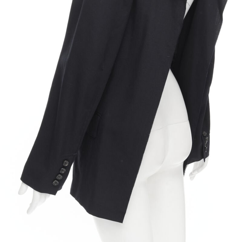 JUNYA WATANABE 1994 navy wool shoulder padded cut out back blazer M