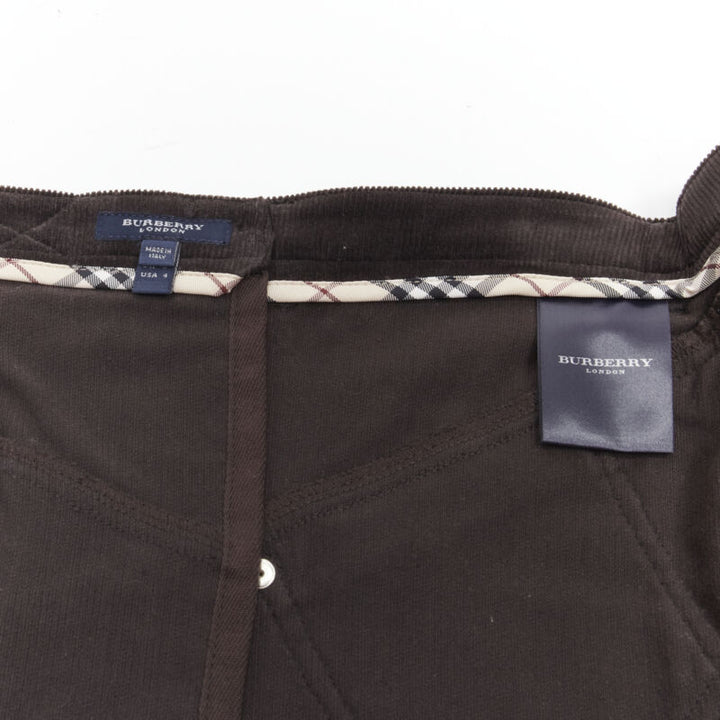 BURBERRY LONDON brown corduroy deconstructed trench mini skirt UK6 US4 S