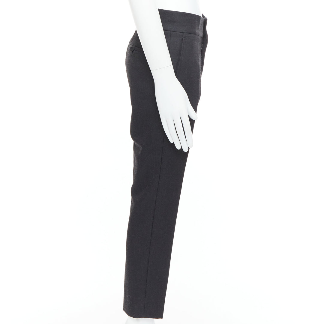 LANVIN dark grey cotton blend concealed fly tapered trousers FR44 XS