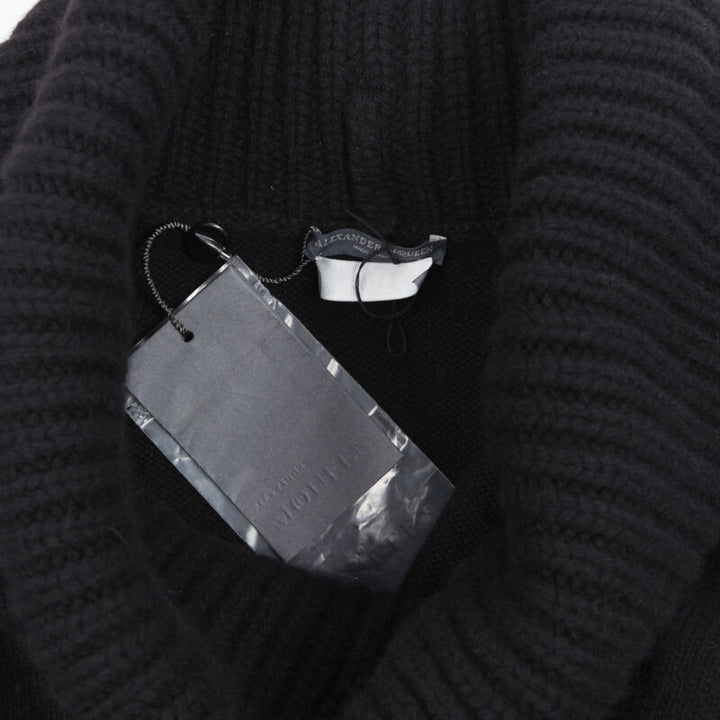 ALEXANDER MCQUEEN black wool angora blend ribbed turtleneck sweater S
