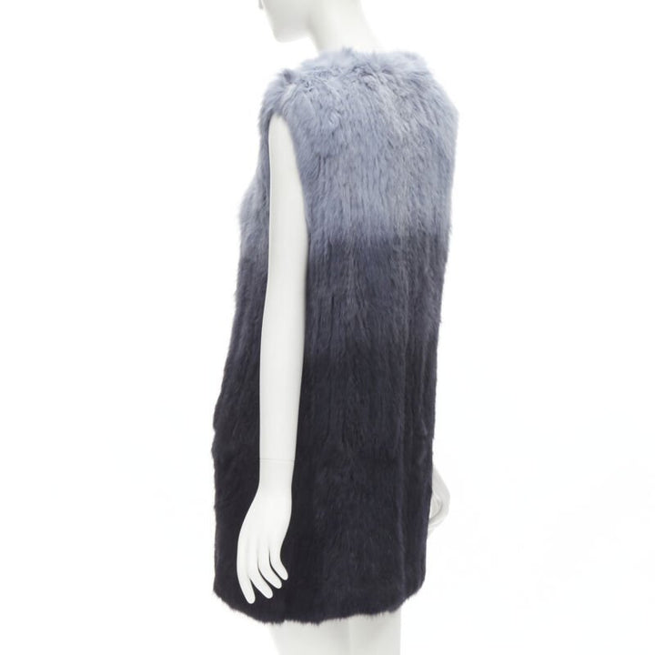 THEORY rabbit fur gradient blue fur vest jacket S