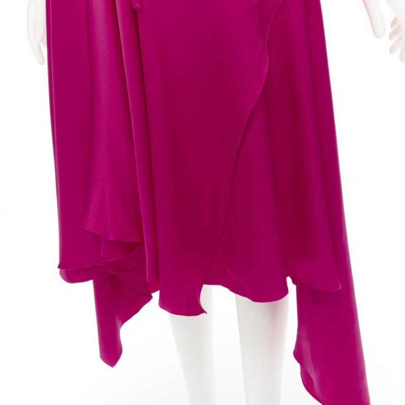 ALEXANDER MCQUEEN 2019 pink silk puff sleeves pussy bow draped skirt dress IT42