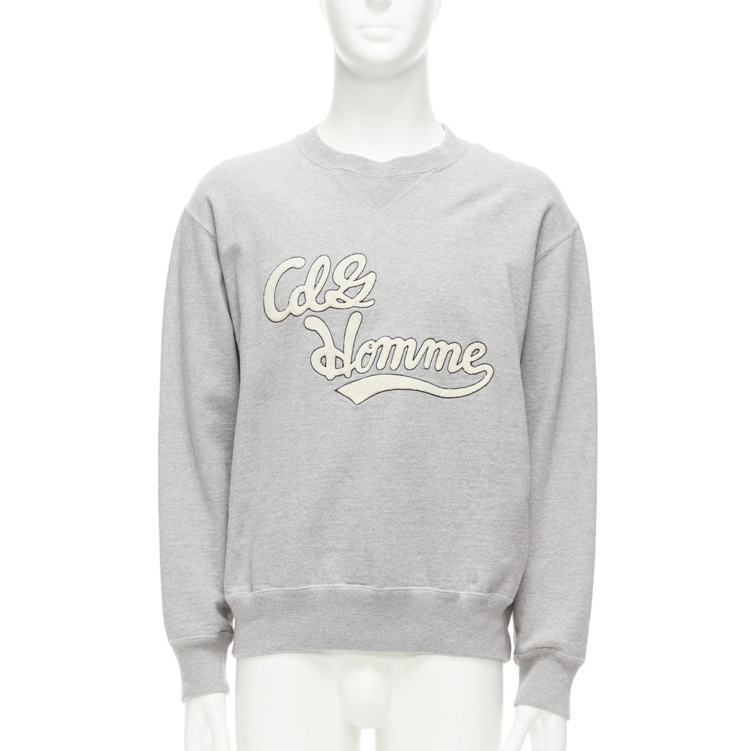 COMME DES GARCONS 2021 grey cotton white logo varsity sweatshirt M