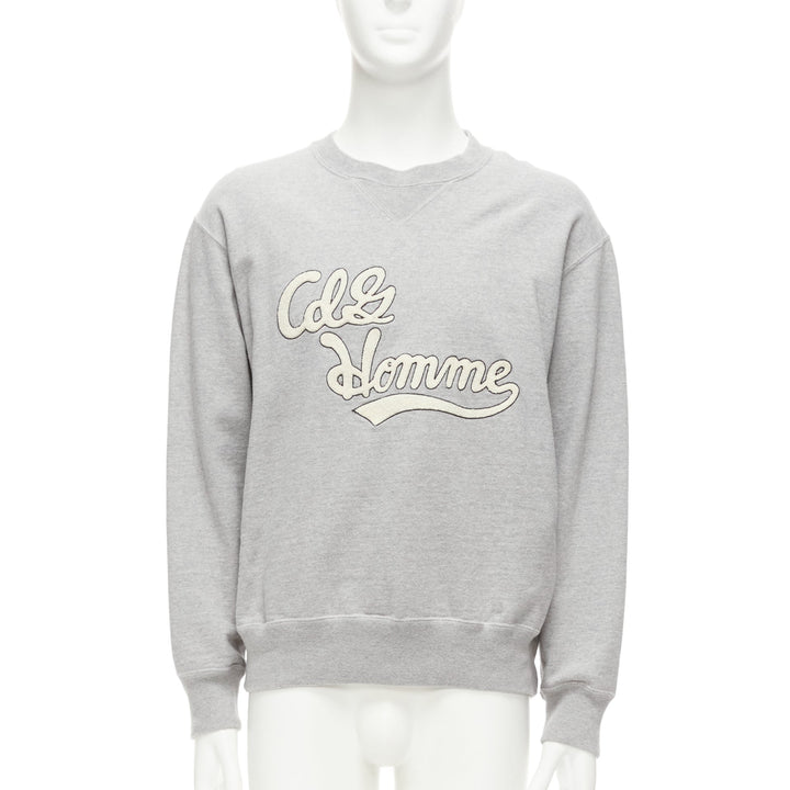 COMME DES GARCONS 2021 grey cotton white logo varsity sweatshirt M