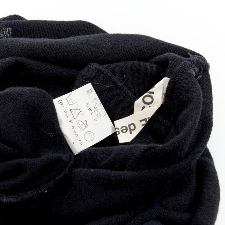 rare COMME DES GARCONS 1980's Vintage black asymmetric neckline hooded dress M