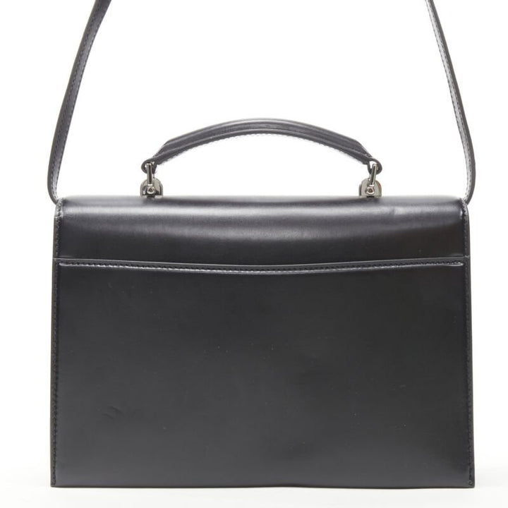 SAINT LAURENT Babylone black smooth leather top handle  flap crossbody bag