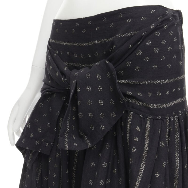 TRICOT COMME DES GARCONS black Ethnic Bohemian floral jacquard flared skirt S