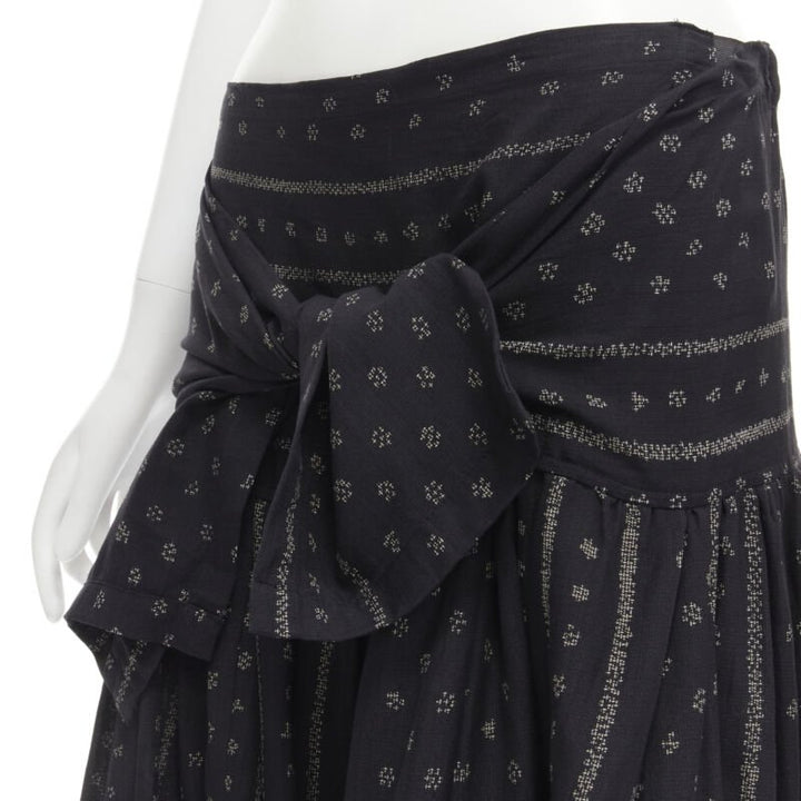 TRICOT COMME DES GARCONS black Ethnic Bohemian floral jacquard flared skirt S