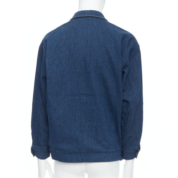 YOHJI YAMAMOTO Y's blue wool cotton blend minimal zip bomber jacket