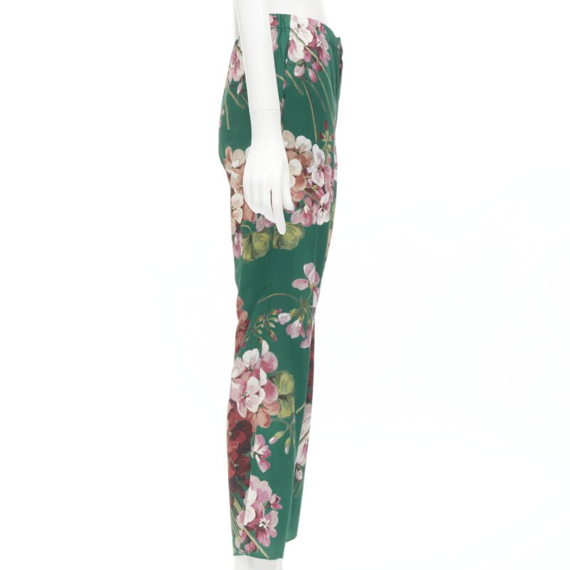 GUCCI 100% silk Blooms green pink floral print pajama pants IT36 XS