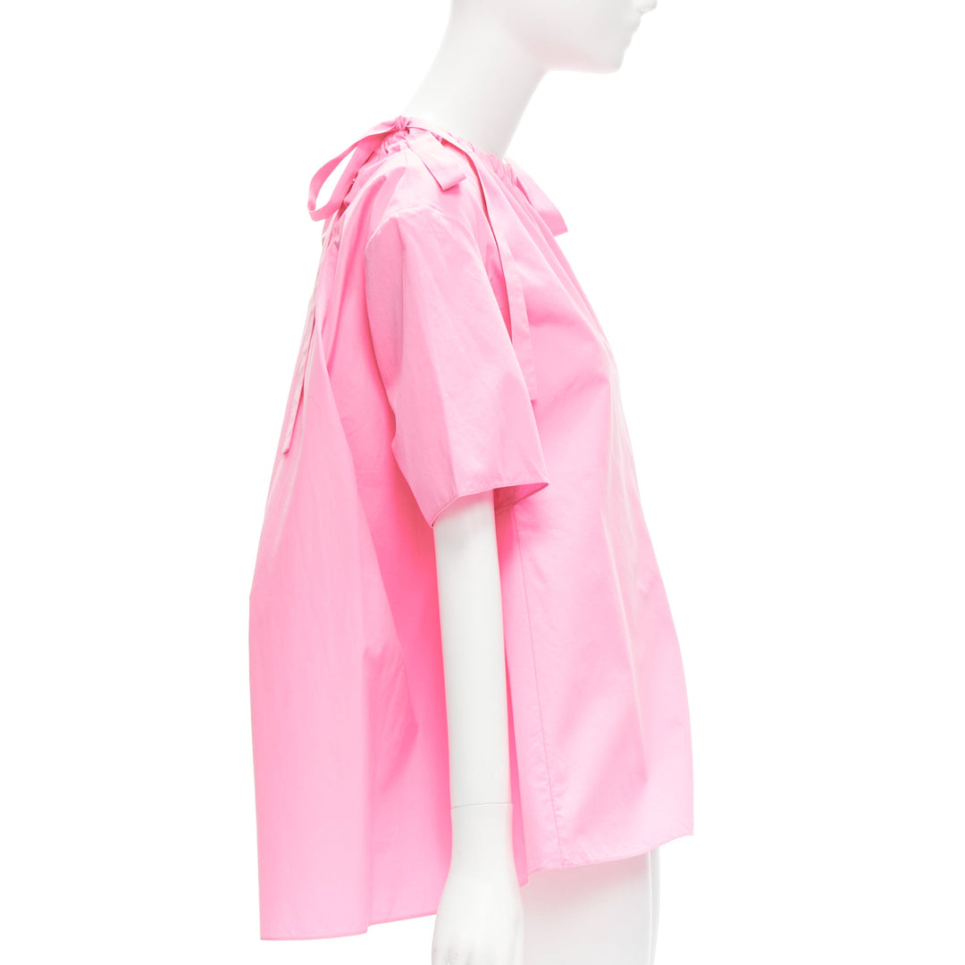 MARNI pink 100% cotton side drawstring collar trapeze top IT36 XXS