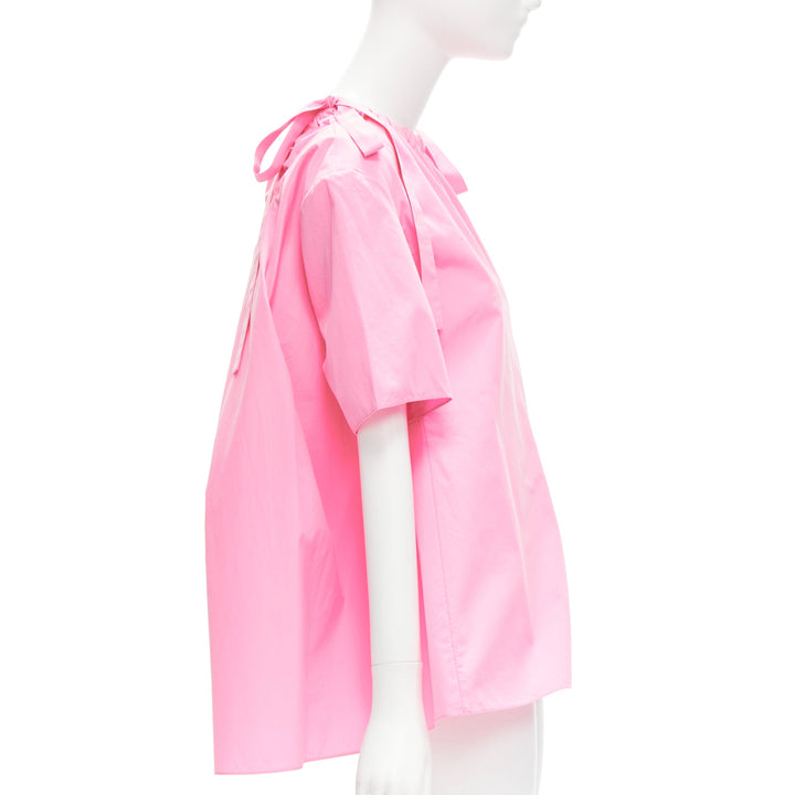 MARNI pink 100% cotton side drawstring collar trapeze top IT36 XXS