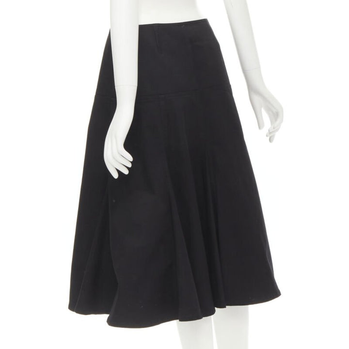 YOHJI YAMAMOTO black heavy cotton flared midi skirt JP2 M