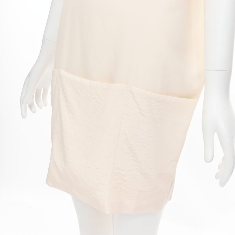 THE ROW ivory cream triple pocket asymmetric collar boxy silk dress US0 XS