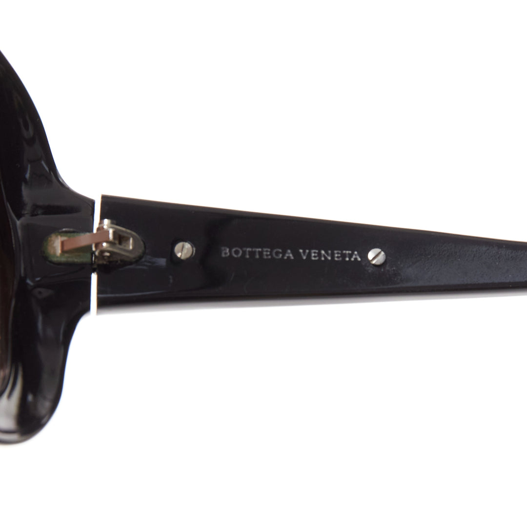 BOTTEGA VENETA BV68S black woven leather trim brown oversized sunglasses