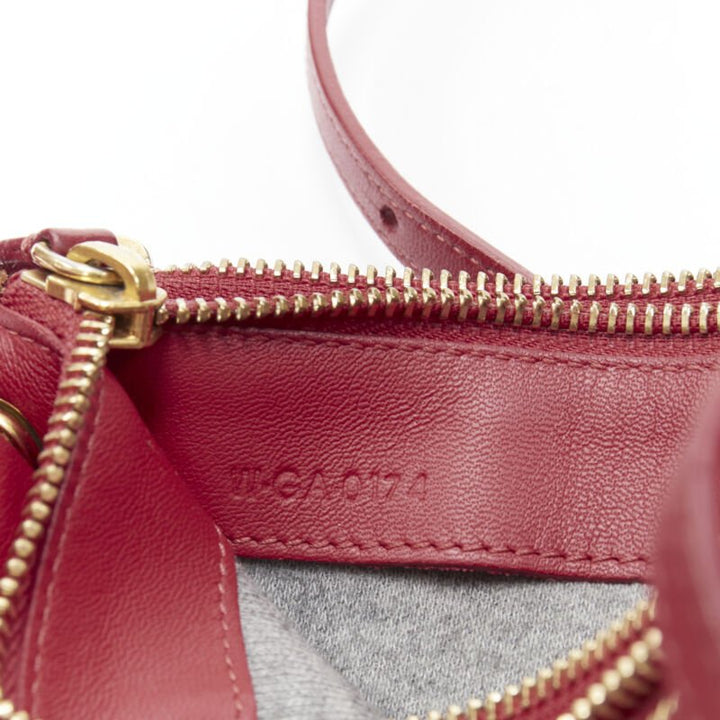 OLD CELINE Phoebe Philo Trio red gold zip triple snap pouch crossbody bag