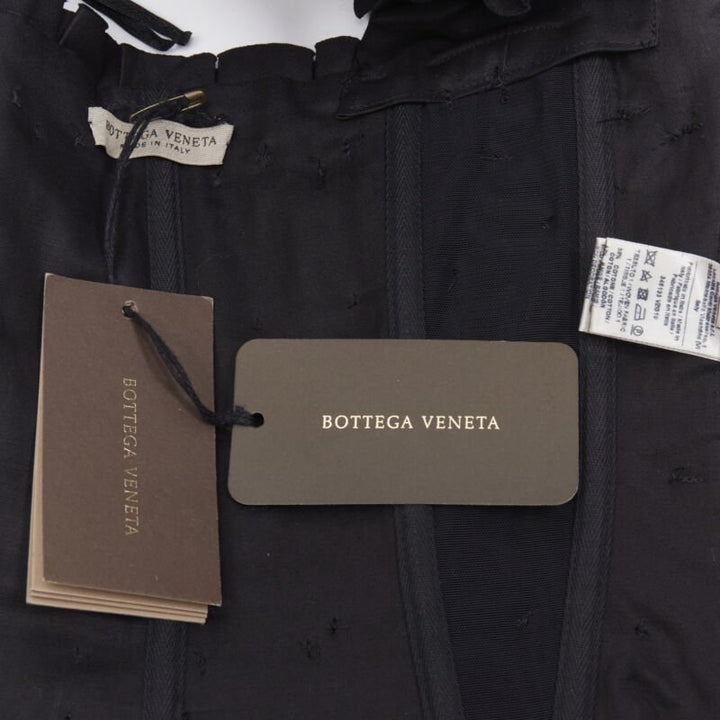 BOTTEGA VENETA black pleated ruffle one shoulder corset bustier top IT38 XS