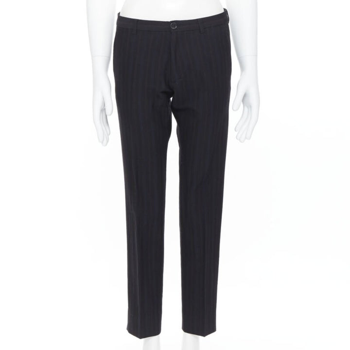 LANVIN ALBER ELBAZ mohair wool black satin side trimmed tuxedo trousers FR44