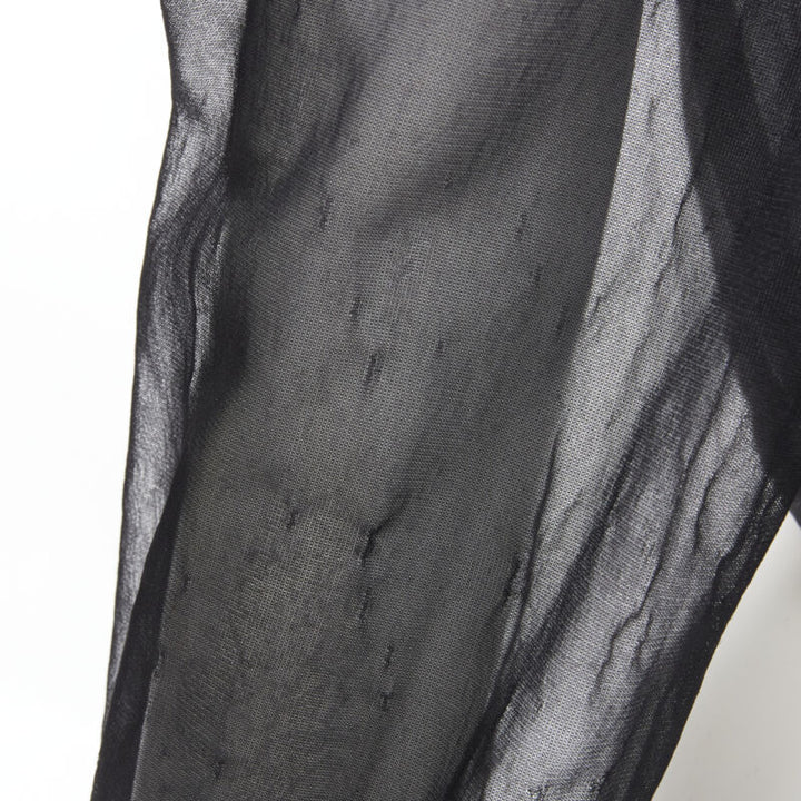 Runway COMME DES GARCONS Vintage 1990 black sheer pleated ruffle bomber jacket S